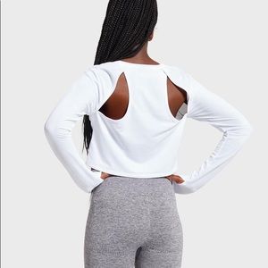 Gymshark Focus Long Sleeve Crop - WHITE (M)